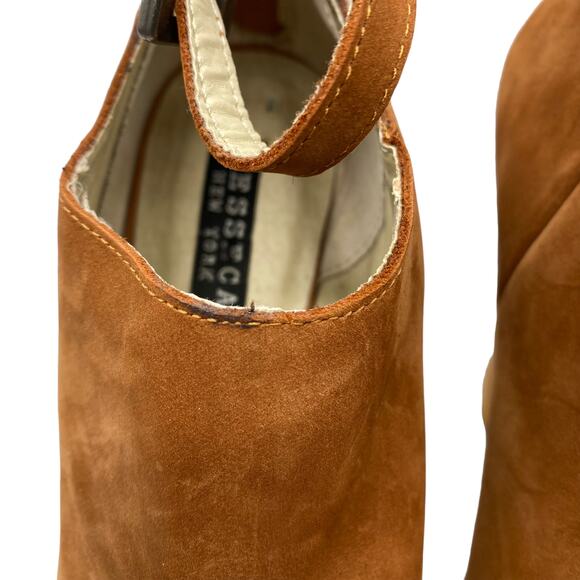 Anthropologie Messeca New York Brown Nubuck Leather Platform Ankle Boots 8.5M - Picture 5 of 14
